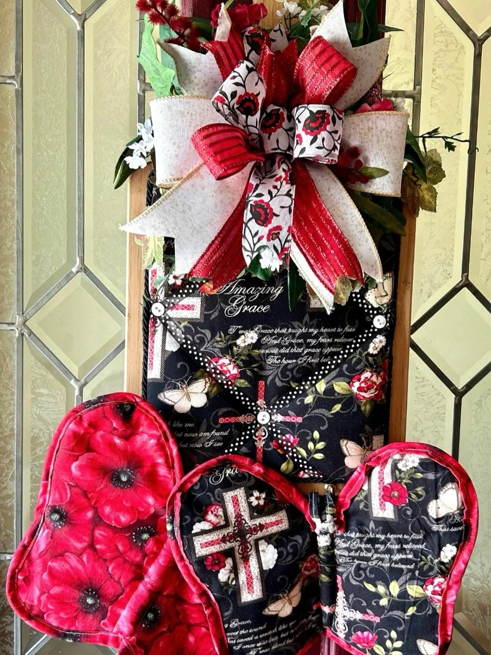 Amazing Grace Handmade Wall Memo Board Butterfly Potholders